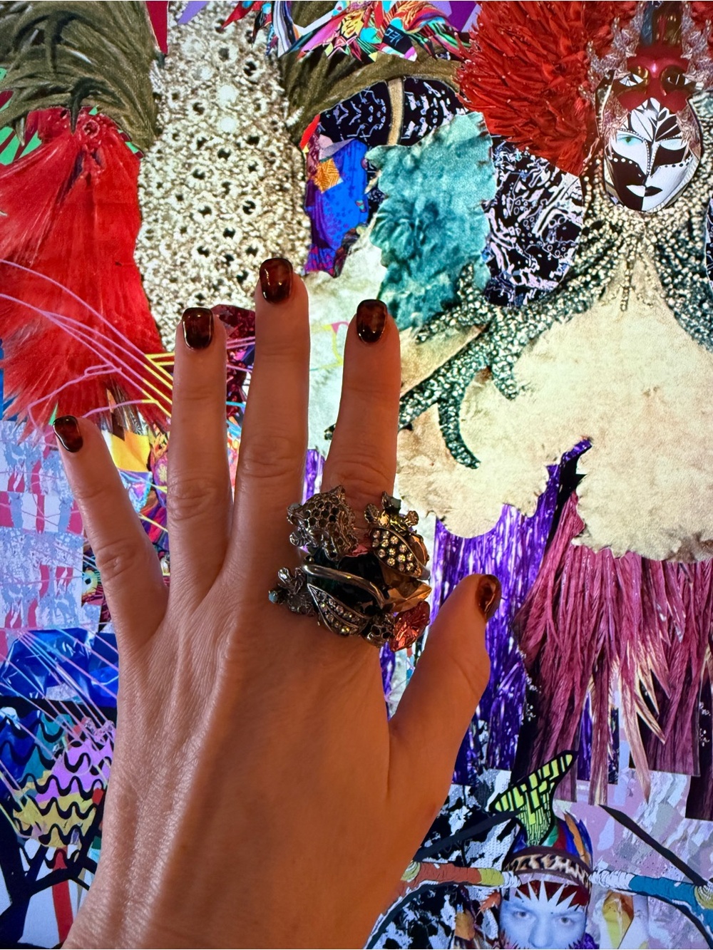 Bold Multi-Stone Fashion Ring in Brown & Black
